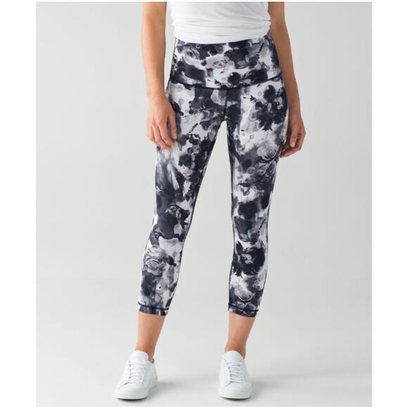 Lululemon womens Wunder Under Crop Hi-Rise Black Dusty Mauve leggings size 8 - Picture 2 of 11